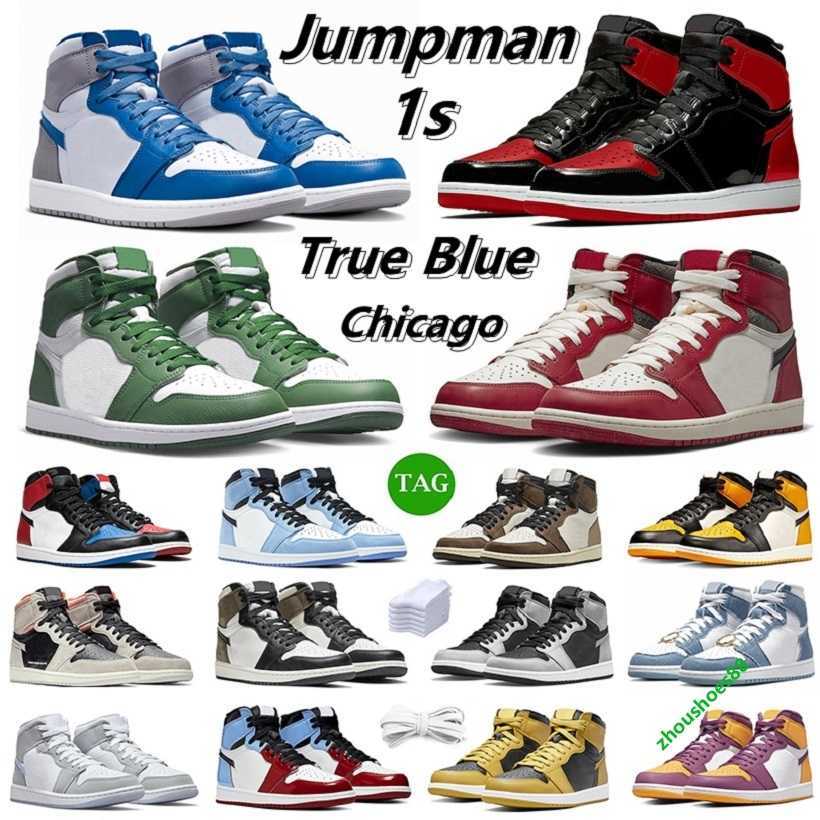 

1 Jumpman Rrtro 1s Mens Basketball Shoes Bred Patent Gorge Green True Blue Chicago Lost Found StarFish Yellow Toe Taxi Dark Mocha Men Women Trainer Sport Sneakers 36-47, Color#49