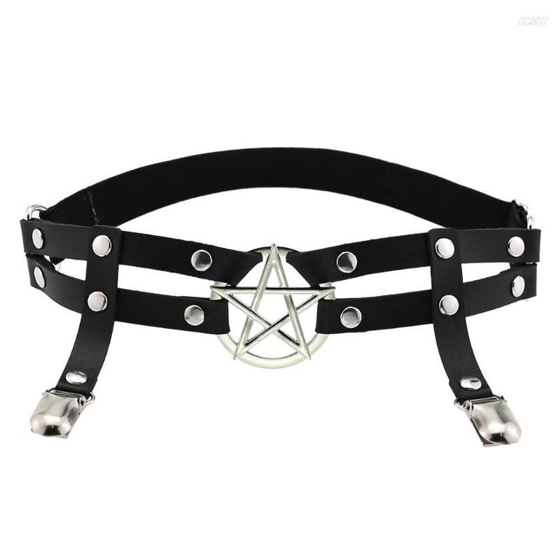 

Anklets Leg Strap Garter Belt Pentagram Thigh Harness Women Girls Goth Cosplay Accessories Harajuku Egirl Jewelry