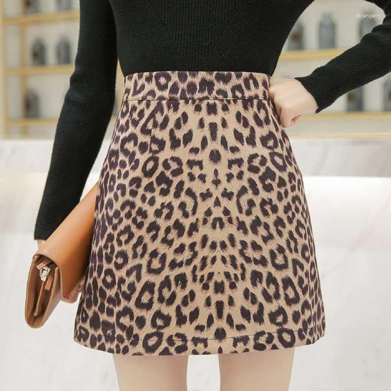 

Skirts Leopard Print Half Female Lady Autumn Summer High Waist A-line Mini Skirt Women Sexy Slim Short Bodycon Fashion, Khaki