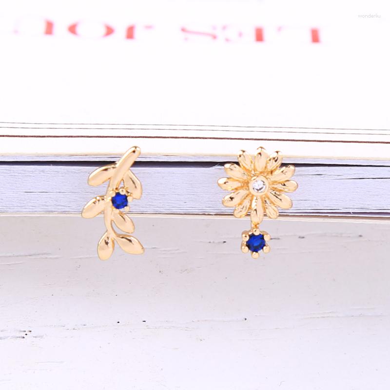 

Dangle Earrings Cute Korean Drop Earring For Women Asymmetry Fashion Zircon Flower Appointment Ethnic Gift Jewelry Accessory