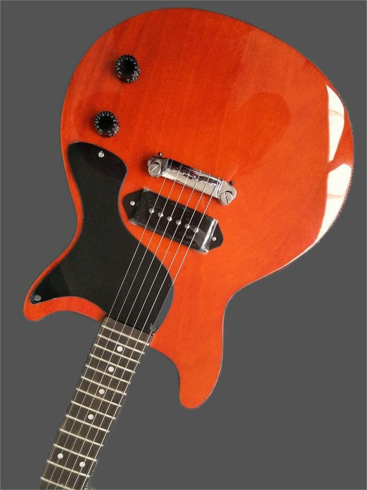 

LP double missing angle plane electric guitar, cream yellow, even row piano button, P90 pickup, upside down piano bridge Real