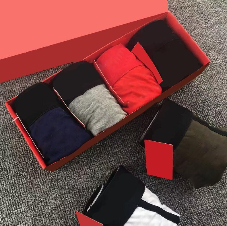 

Underpants Mens Shorts Designers Sexy Classic Boxers Casual Short Cotton Underwear Breathable Underwears 4pcs With Box, A set of four