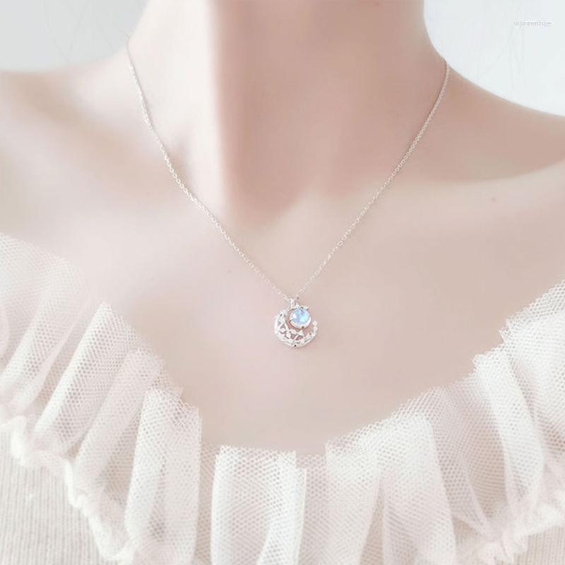 

Chains Sam Panda 925 Sterling Silve Fashion Moon Moonstone Choker On The Neck Necklace For Women Female Temperament Luxury Jewelry