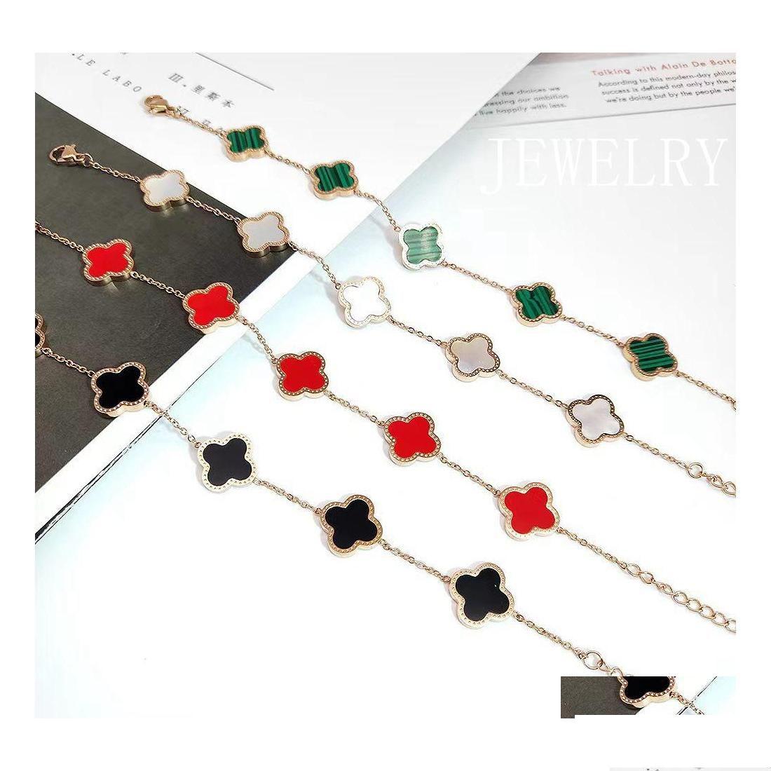 

Charm Bracelets Luxury Brand Four Leaf Clover Stainless Steel Bracelet Beautif Women Gift Jewelry Drop Delivery Dhbxp