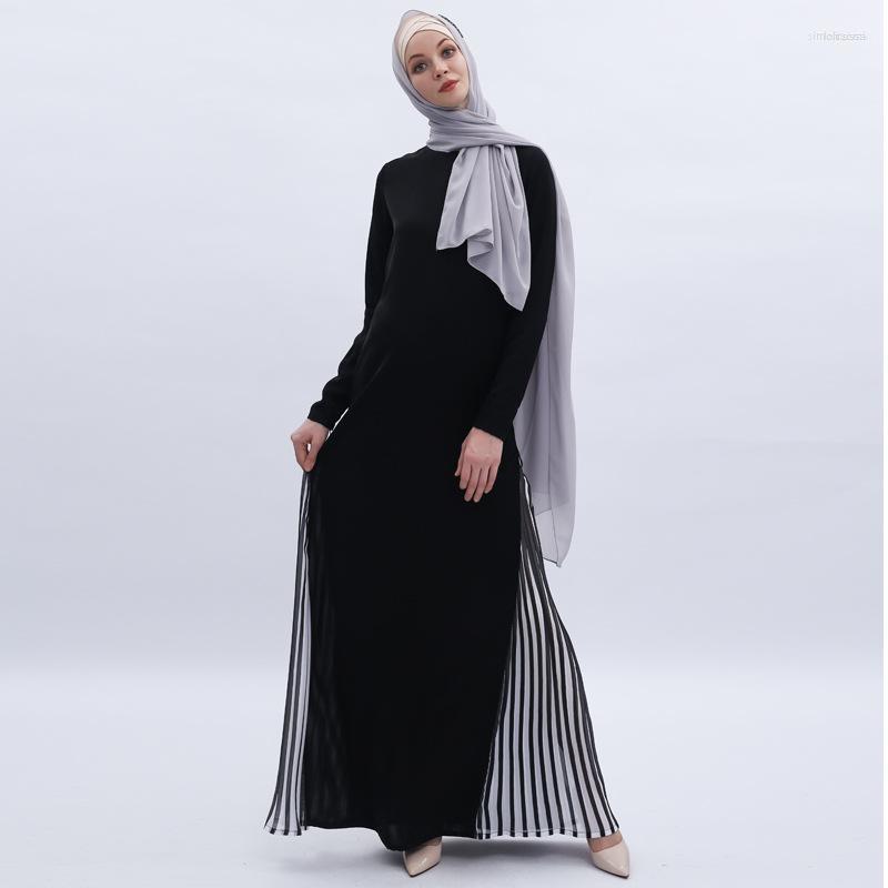 

Ethnic Clothing Muslim Fashion Women's Black Long Dress Islamic Evening Gown Round Neck Full Length Loose Abaya Caftan Middle East
