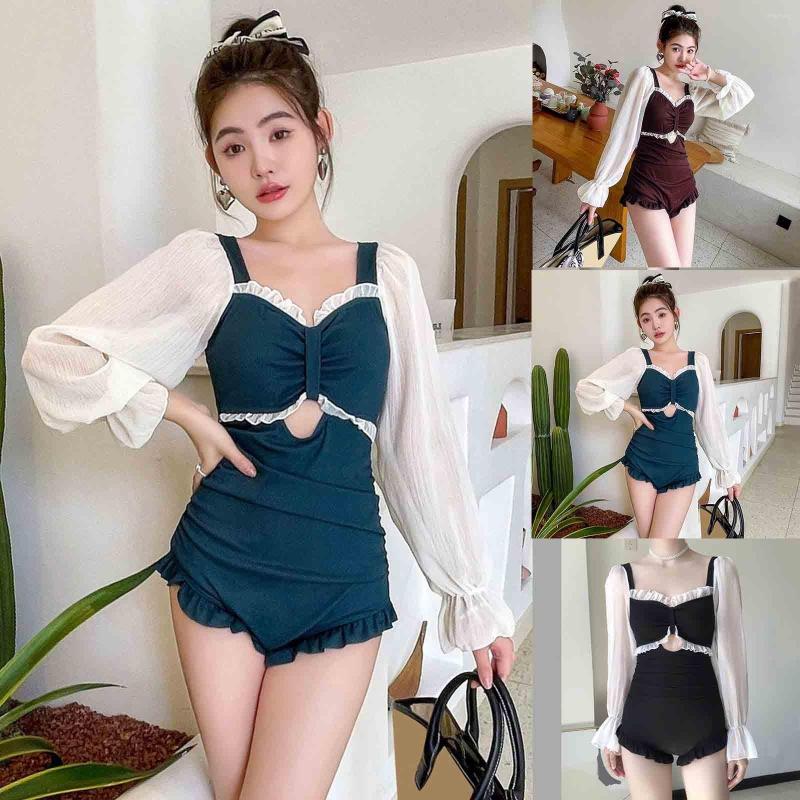 

Women's Swimwear Women's Swimsuit Summer Sexy Conservative Small Chest Gathered To Show Slim, Black