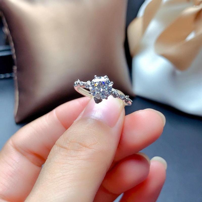 

Cluster Rings Crackling Moissanite Gemstone Ring For Women Jewelry Engagement Wedding 925 Sterling Silver Birthday Gift