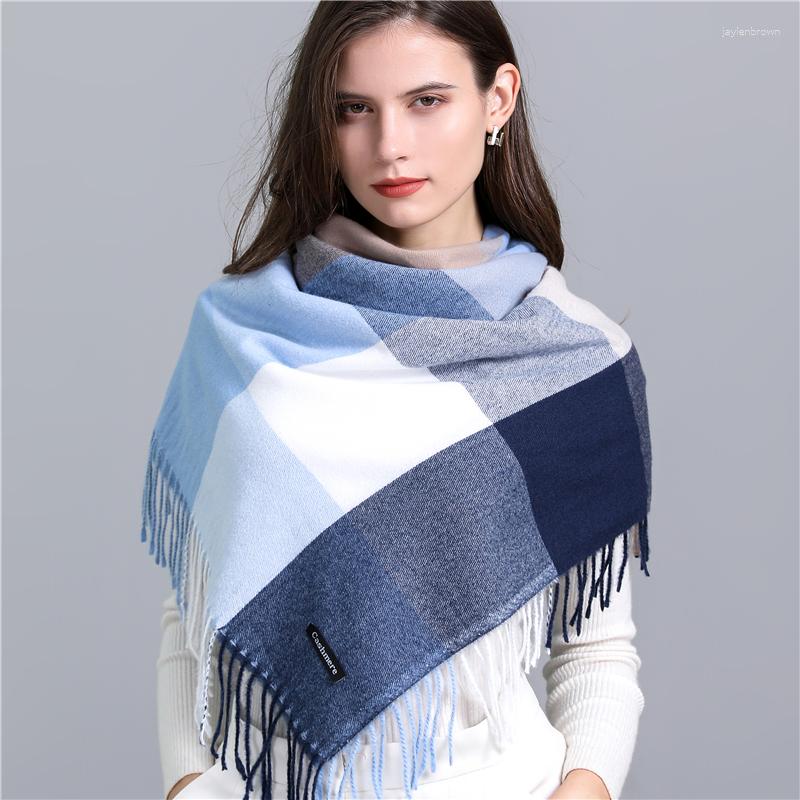 

Scarves Winter Warm Cashmere Square Scarf Women Fashion British Style Plaid Shawl Wrap Bufanda Pashmina Stoles Foulard With Tassel 2023