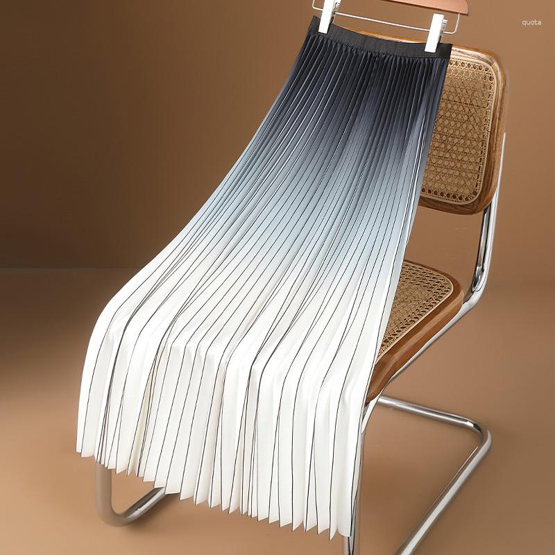 

Skirts Elegant Temperament Gradient Color Chiffon Medium Long Skirt Women 2023 Summer Fashion Versatile Pleated High Waist