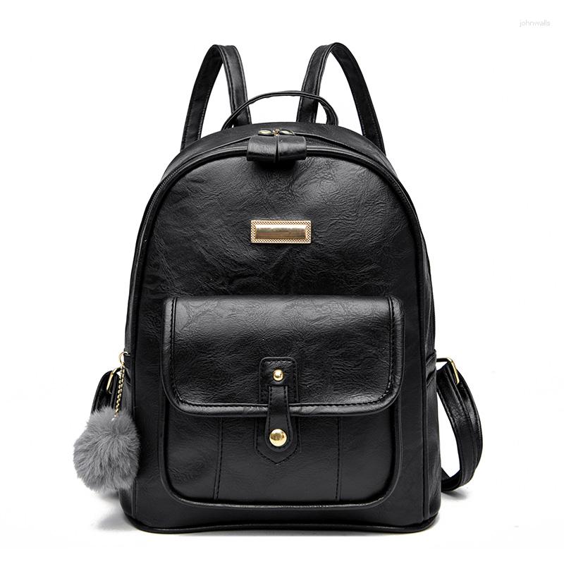 

School Bags High Quality Women Small Pu Leather Backpacks Casual Female Travel Shoulder Fashion Ladies For Teenager Girls, Auburn