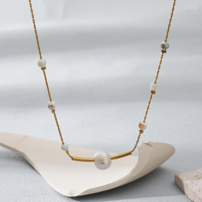 

Chains Baroque Natural Pearl Chic Exquisite Thin Chain Necklace Women 18K Gold Plated Stainless Steel Minimalist Charm Collar Jewelry