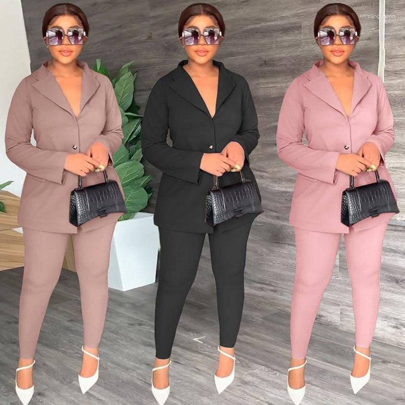 

Ethnic Clothing 2 Piece Set Women Dashiki Africa Clothes Fashion Blazer Back Hollow Strapping Top Pants Sets Elegant Office Lady African