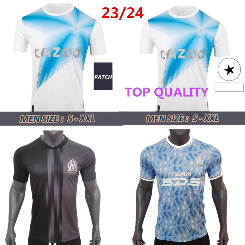 

2023 2024 Marseilles AWAY Soccer Jerseys 30 Year Anniversary Special OM Maillot Foot 23 34 Football Shirt FANS Version Training Olympique 30TH GUENDOUZI ALEXIS