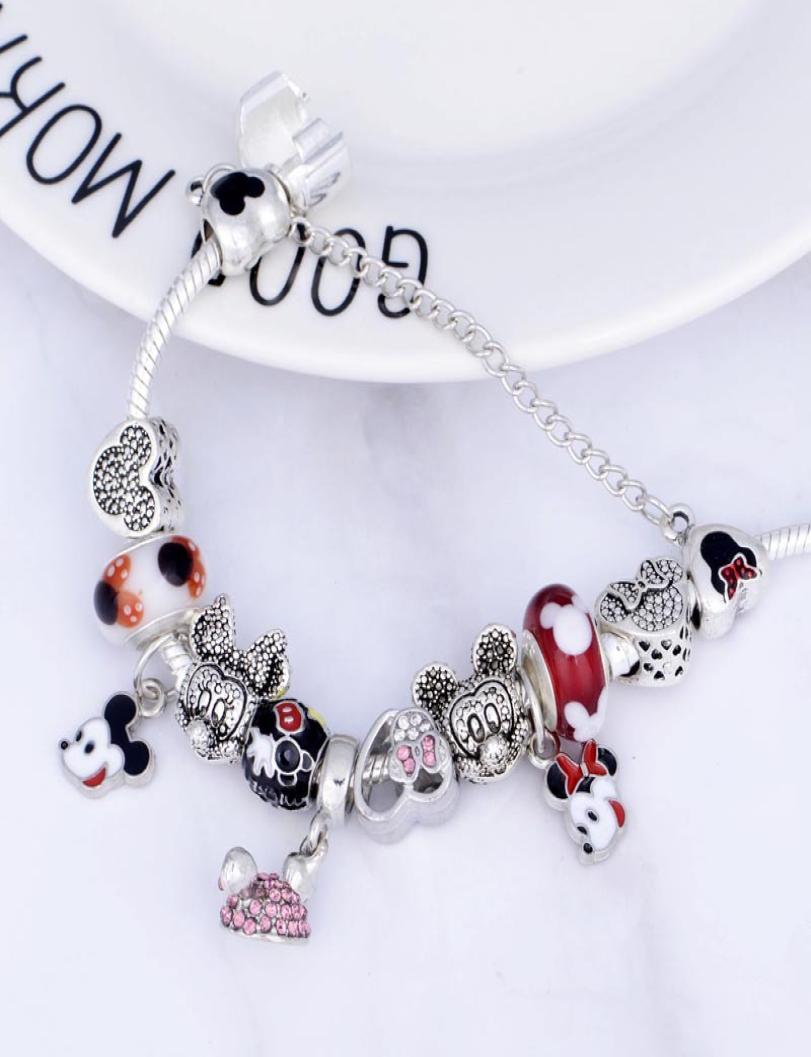 

Whole boutique glass beads cartoon pendant bracelet for ladies children Pandora style DIY bracelet jewelry7675180