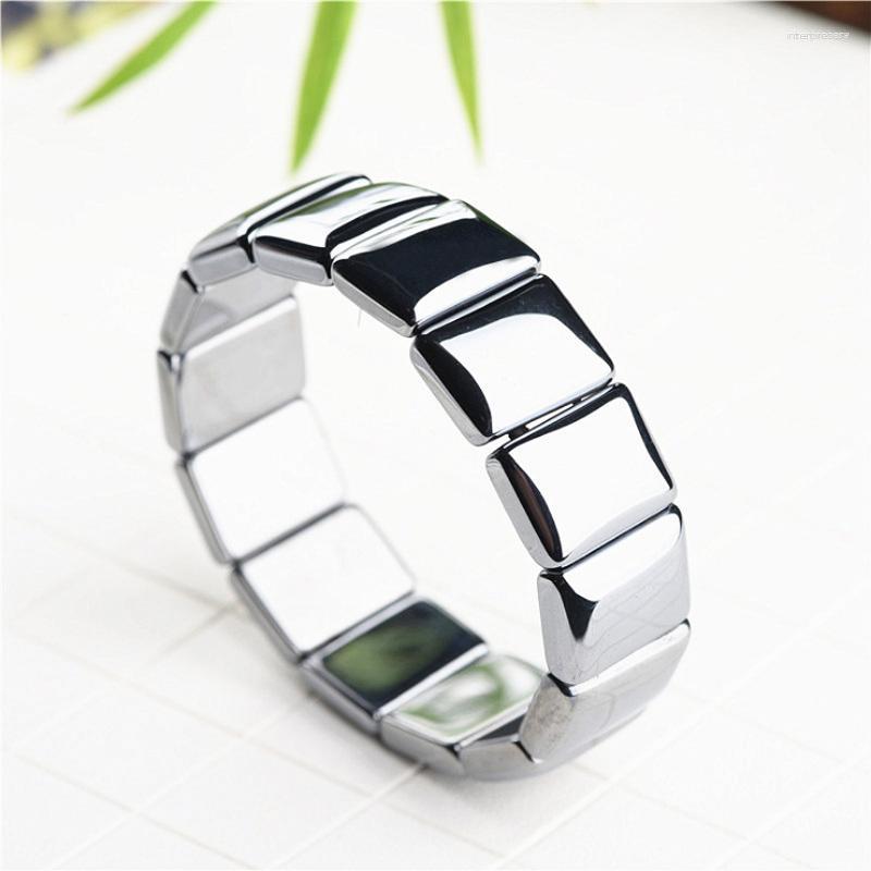 

Strand Men Women Natural Terahertz Bracelet Cosmetology Energy Stone Bangle Lady Flat Glossy Single Lap Hand Row