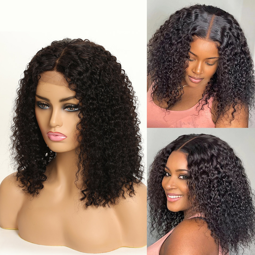

Coleen Short Curly Bob Wig Lace Front Human Hair Wigs For Black Women Brazilian Short Wigs Pre Plucked Natural 4x4 Closure Wig, Natural color