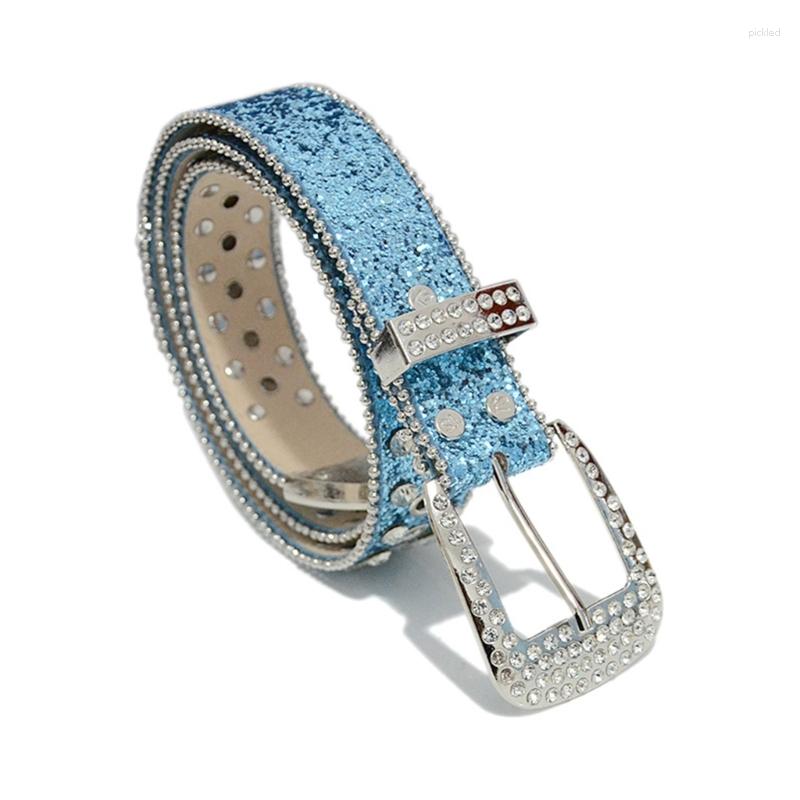 

Belts Shinning Buckle Belt Woman Man Teens Locomotive For Jeans Skirt Drop, Black