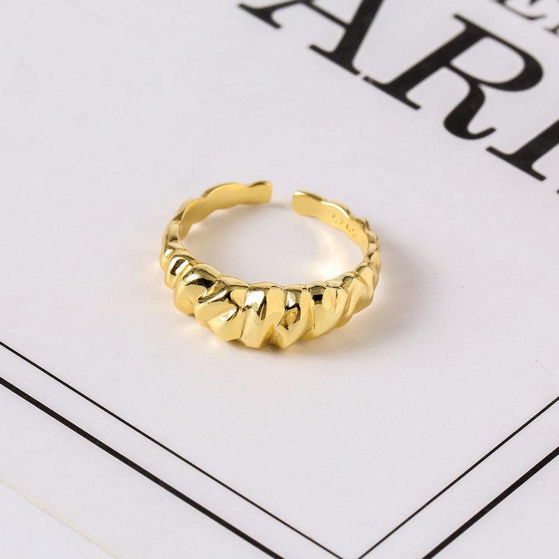 

Cluster Rings S925 Sterling Silver Ring Gold Irregular Open For Women Fashion Wedding Gift Charm Jewelry