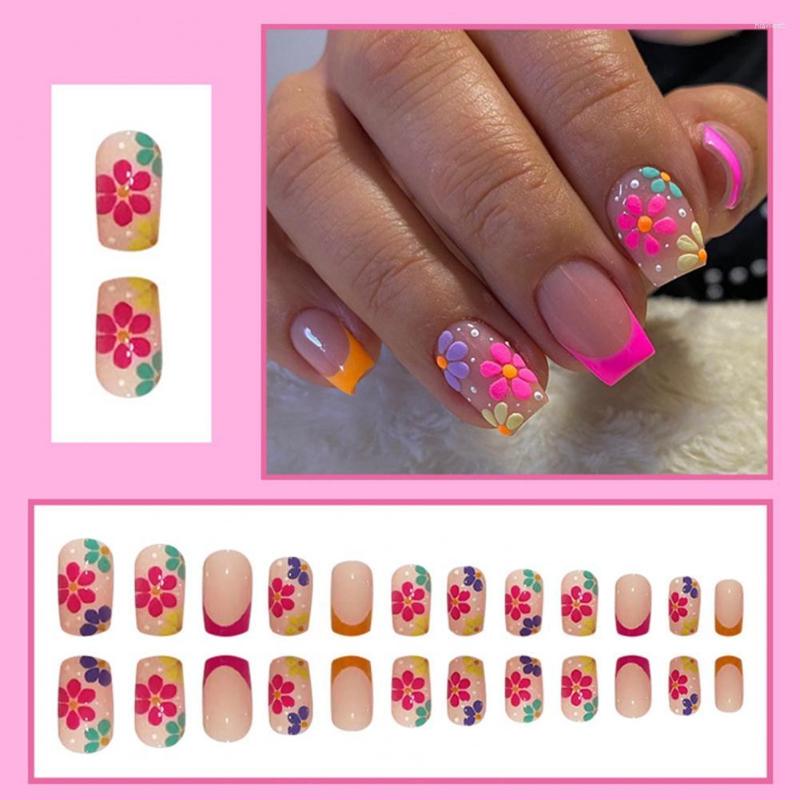 

False Nails No Odor Removable Sweet Glossy Women Girls Fake Nail Extension, Multicolor