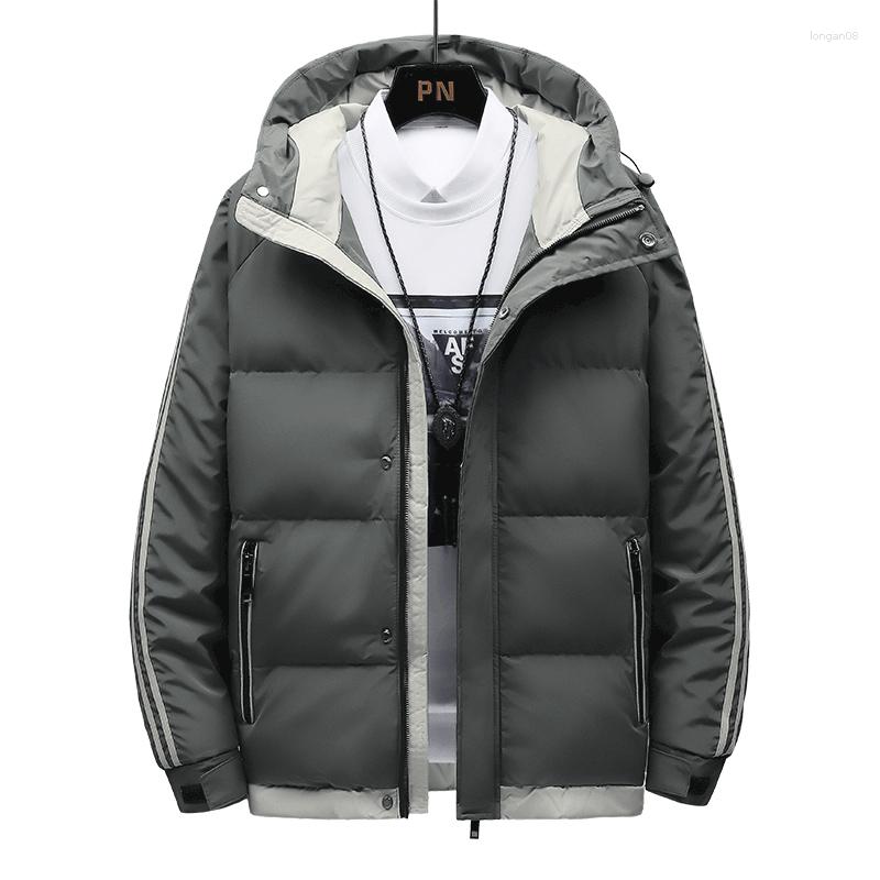 

Men's Jackets Winter Men's Casual Warm Parkas Jacket Fashion Simple Hooded Solid Color Thick Lining Coat Outwear, Black