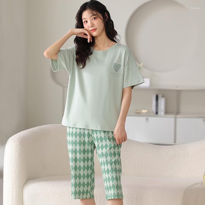 

Women's Sleepwear High Quality M- Women Pajamas Set Cotton Ladies Short Sleeve Female Leisure Homewear, 2703