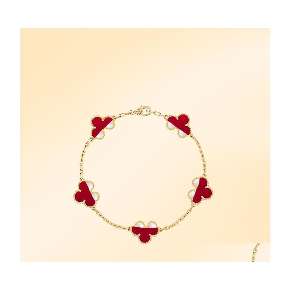 

Chain Link 18K Gold Fourleaf Clover Bracelet Female Classic Fashion Style Five High Quality Drop Delivery Jewelry Bracelets Otz Dhxsf