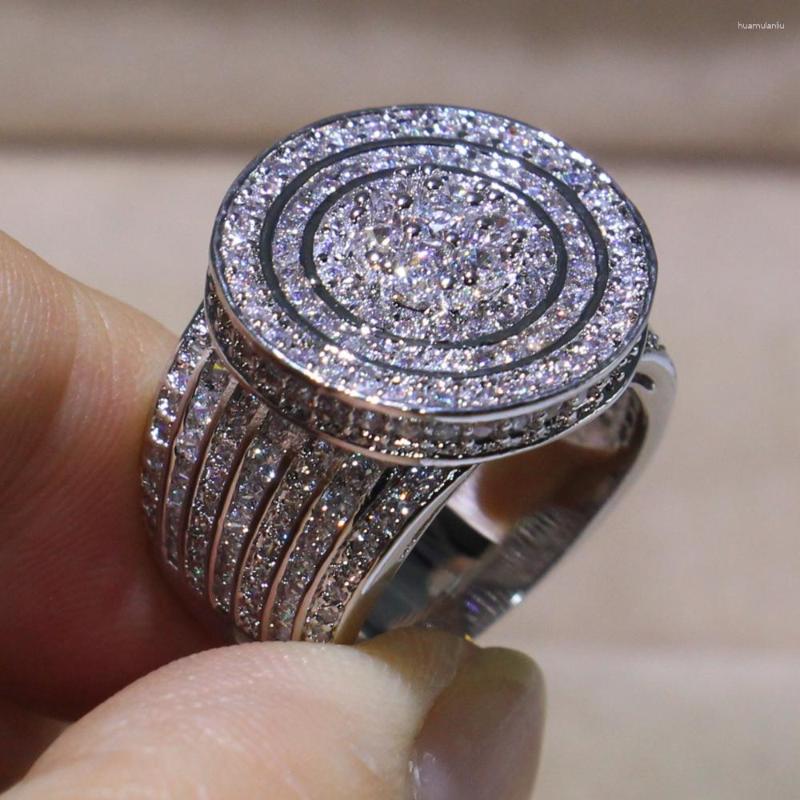 

Cluster Rings Sparkling Luxury Jewelry 925 Sterling Silver Fill Pave White Clear Cubic Zircon Eternity Promise Women Wedding Finger