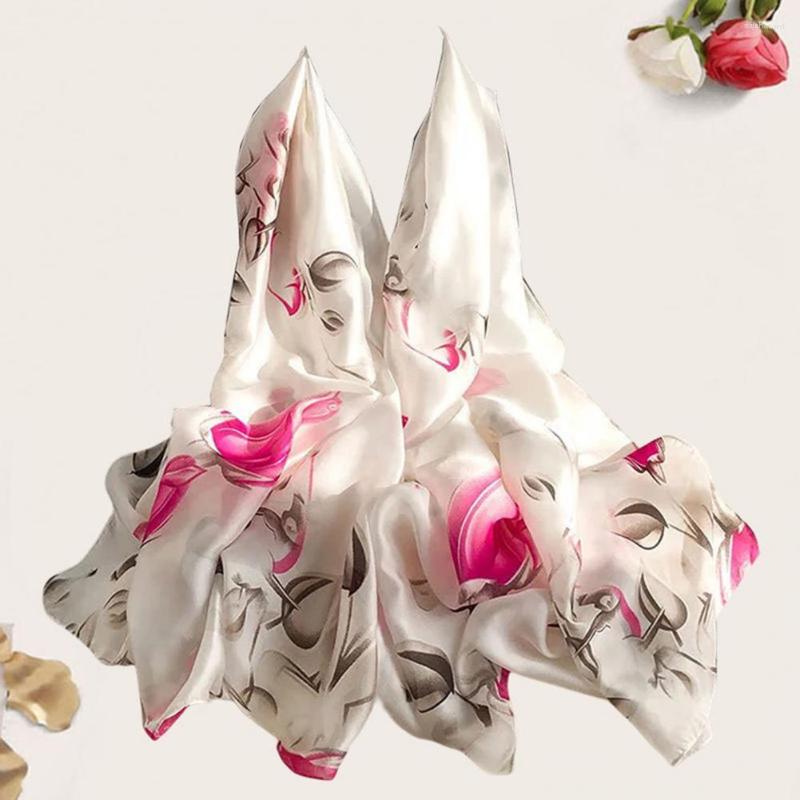 

Scarves Fashion Beach Scarf Sunscreen Comfy Elegant Neckerchief Smooth Satin Birds Print Shawl