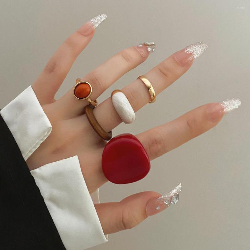 

Wedding Rings Vienkim Fashion 2023 Colourful Resin Acrylic Geometric Square Round Set For Women Jewelry Travel Gifts Accessories