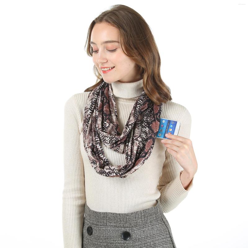 

Scarves Fashion Women Animal Print Infinity Scarf Winter Warm Loop With Hidden Zipper Pocket Ring Snood Foulard Neck Wraps