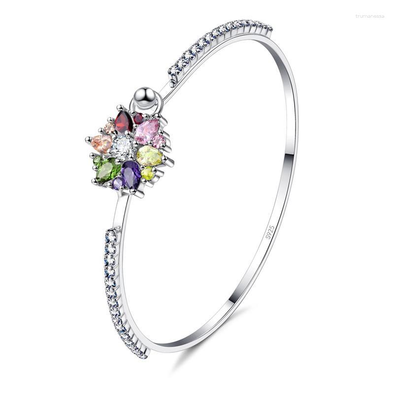 

Bangle Summer Sale Nice Gift For Women Austrian Crystal Bracelets 925 Sterling Silver Flower Charms Wedding Jewelry Raym22