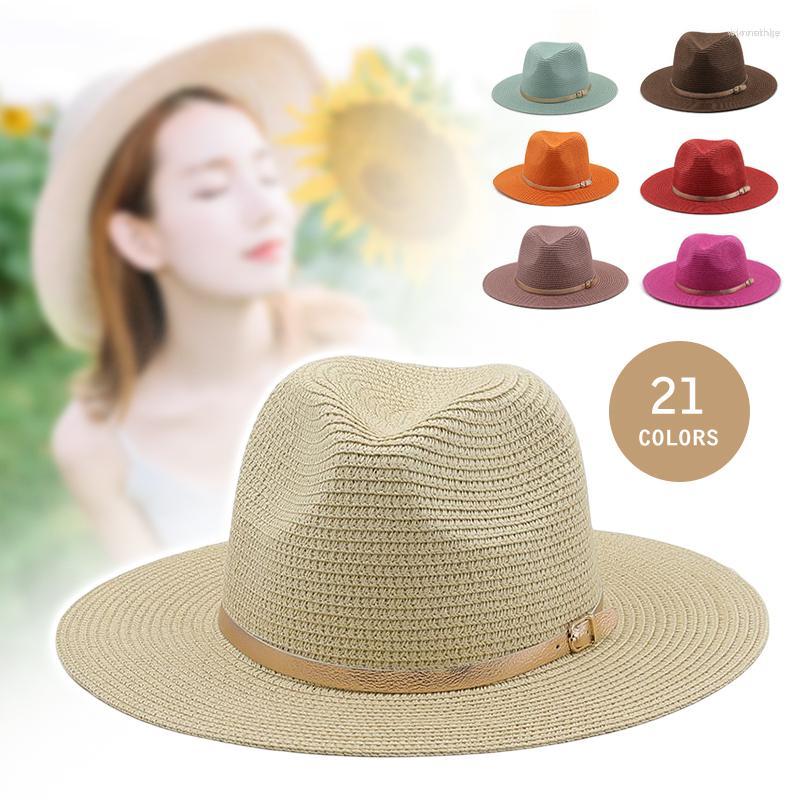 

Wide Brim Hats Women's Summer Straw Hat Beach Holiday Gold Belt Decoration Fedora Cap Fashion Outdoor Sun Shading Jazz Caps Unisex