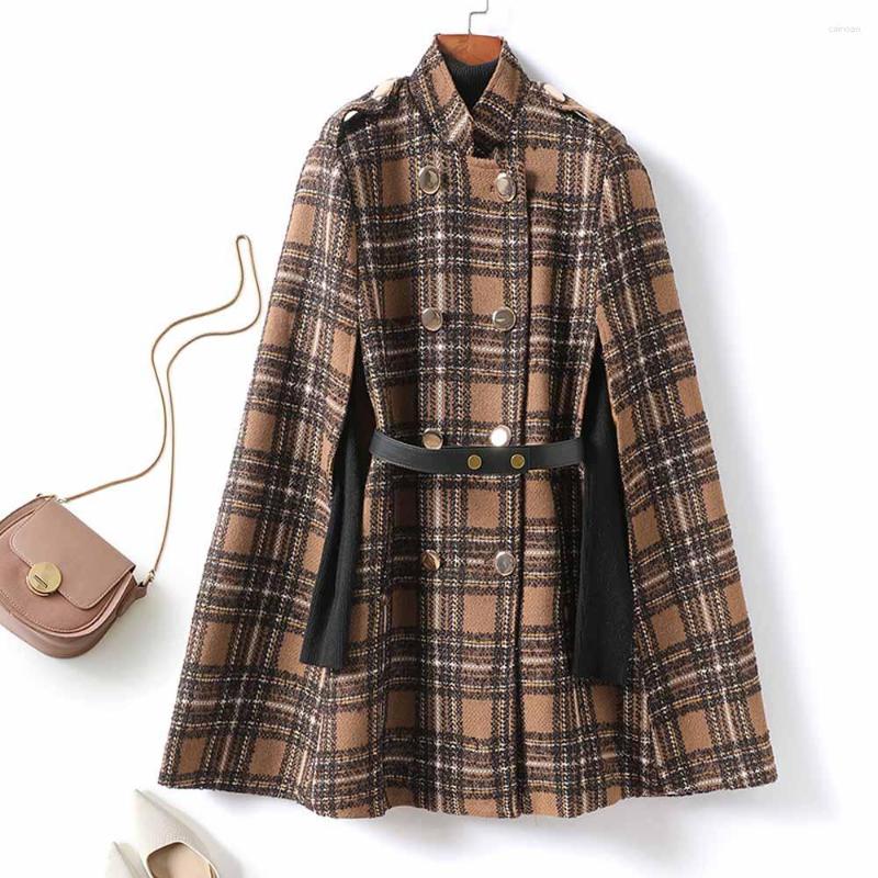 

Women's Jackets British Style Wool Poncho Spring Winter 2023 Cape Cloak Womens Fashion Warps Woolen Blends Coats Female, As shown