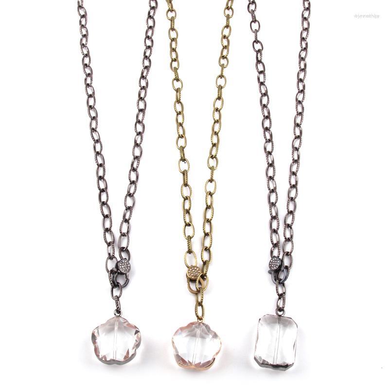 

Chains Fashion Bohemian Tribal Jewelry Hematite Chain Rectangle Crystal Pendant Chokers Necklace For Women
