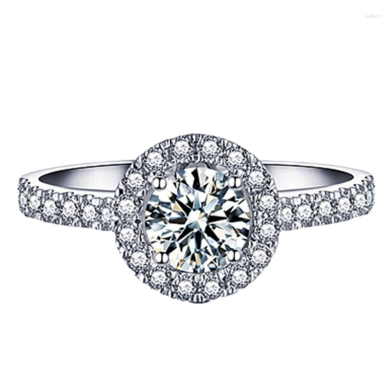 

Cluster Rings Vintage S925 Silver Round Zircon Ring Engagement Wedding Gift Jewelry Wholesale