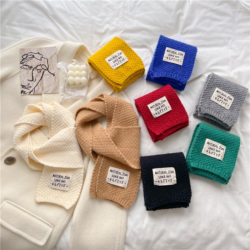 

Scarves 2023 Retro Solid Knitted Scarf For Women Fashion Skinny Neckerchief Winter Warm Foulard Bufanda Long Woolen Yarn