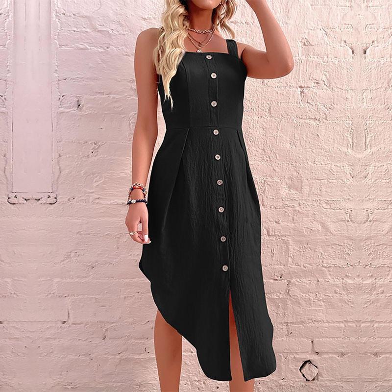 

Casual Dresses Elegant Vestidos 2023 Women' Dress Sexy Slip Single Breasted Irregular Backless Ladies Fashion, Beige