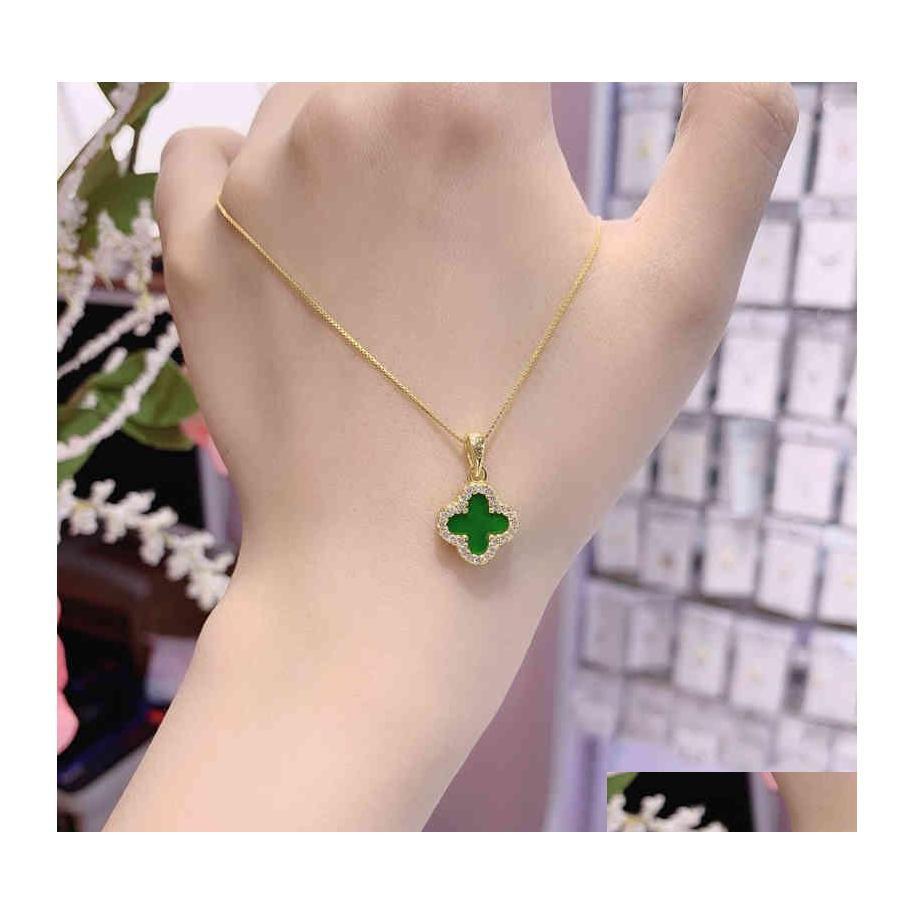 

Chain Link S925 Sterling Sier Korean Version Green And White Doublesided Clover Necklace Feminine Temperament Light Luxury Luck Dhkzq