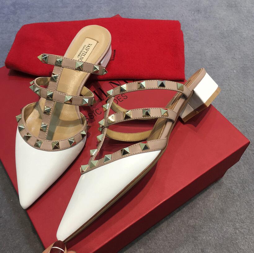 

Women Brand Sandals Designer Slippers Pointed Toe Flat Flip Flops Skin Slide Ladies Beach Sandal Summer with Bag 35-44