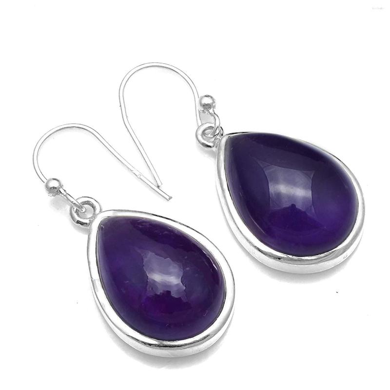 

Dangle Earrings Genuine Amethyst 925 Sterling Silver 34.5 Mm AE2553