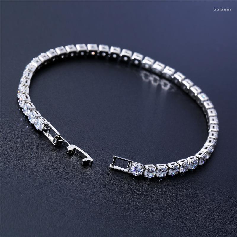 

Link Bracelets Chain 4mm Cubic Zirconia Tennis For Women Iced Out Silver Color Bracelet Men Zircon Armband CZ Pulseras JewelryLink Raym22