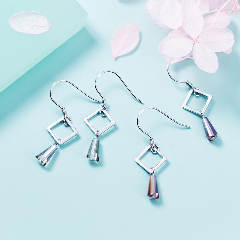 

Dangle Earrings MloveAcc Authentic 925 Sterling Silver Geometric Square Charm For Women Crystal Drop Female