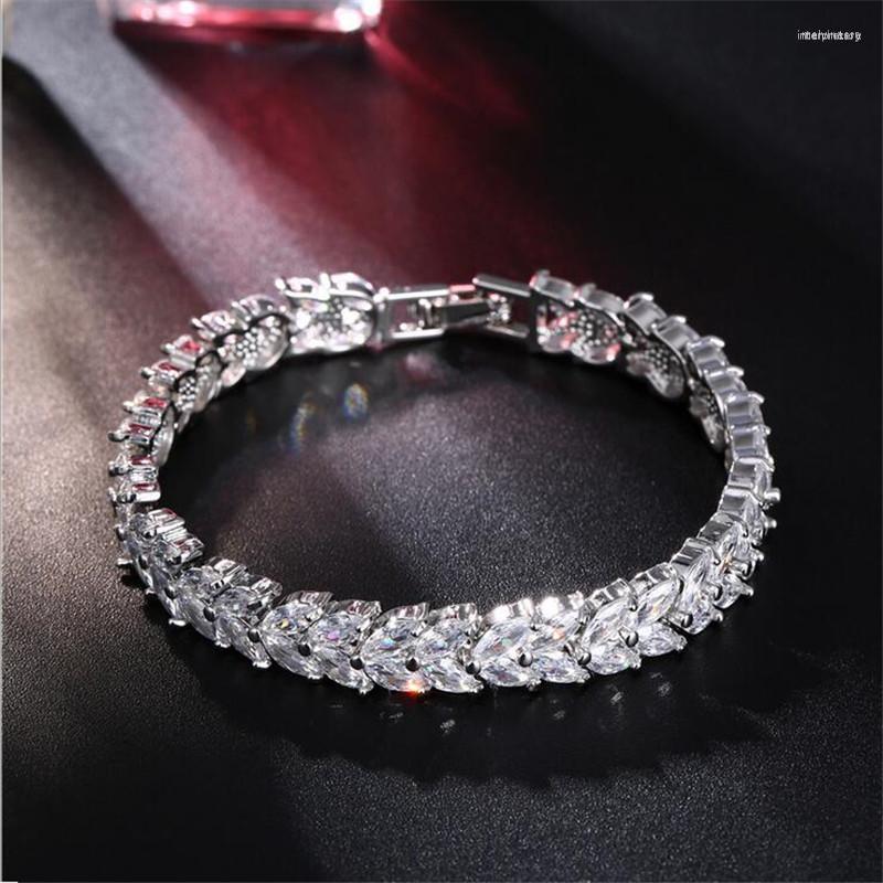 

Link Bracelets Arrival Deluxe JewelryWhite Gold Fill Marquise Cut White CZ Party Promise Women Wedding Wirst Bracelet Gift