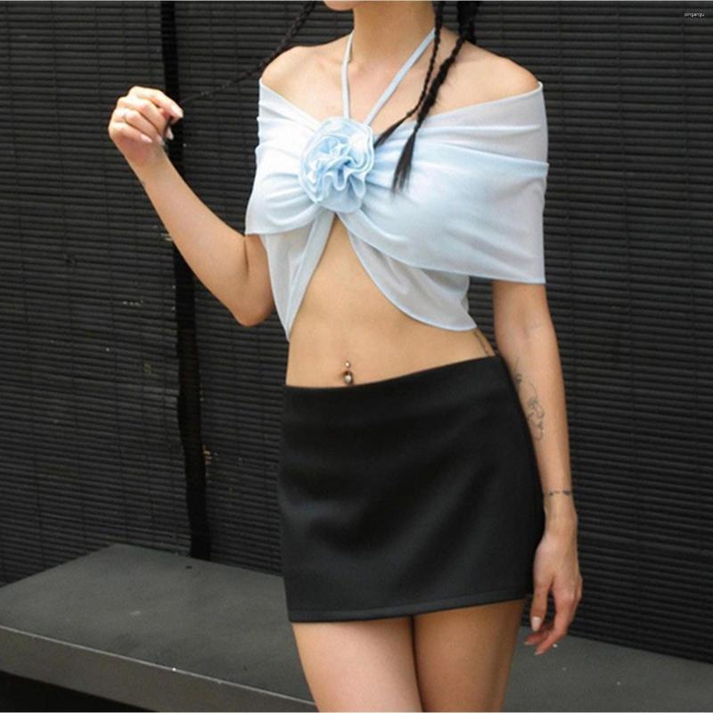 

Casual Dresses Ladies One Shoulder Sexy Tie Slim Mesh Suspenders, Blue