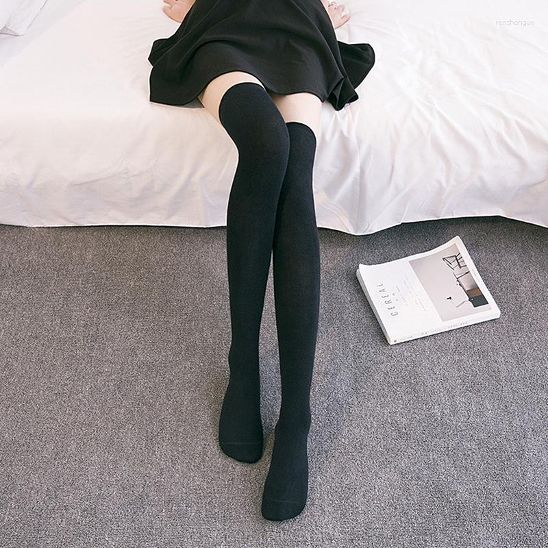 

Women Socks Stockings Warm Thigh High Over The Knee Long Cotton Medias Sexy, Black