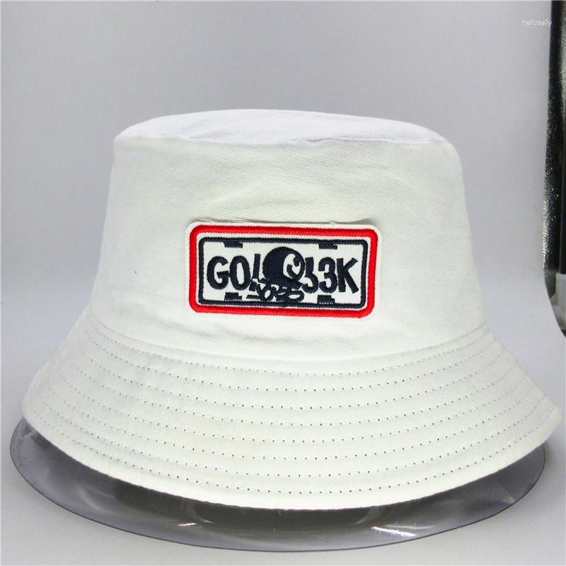 

Berets Go Letter Embroidery Cotton Bucket Hat Fisherman Outdoor Travel Sun Cap Hats For Kid Men Women 38, White