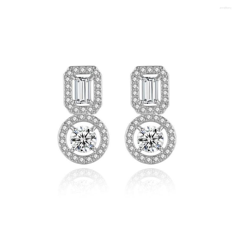 

Stud Earrings Designer Engagement Wedding Piercing For Women Dazzling Zircon Gold Color Drop Earing Fashion Jewelry KCE118