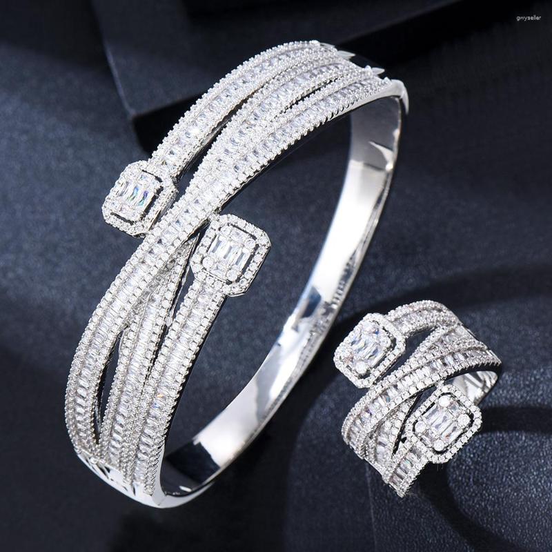 

Necklace Earrings Set GODKI Maxi Size Crossover Bold Bangle Ring For Women Wedding Party Zircon Crystal Engagement DUBAI Bridal Jewelry, Picture shown