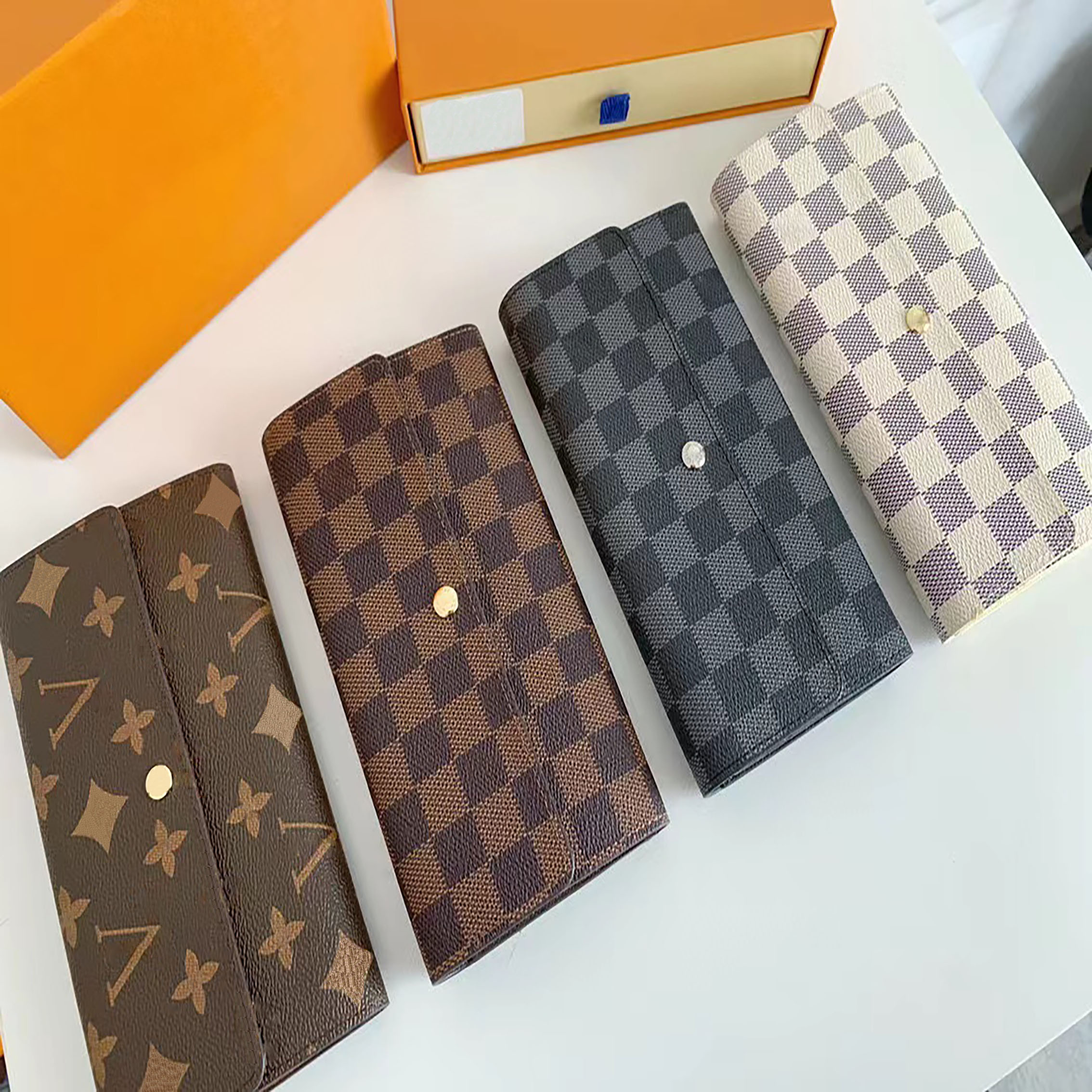 

In Enough stock! Genuine Leather Wallet France style Wallets & Holders coin pouch men women lady Unisex coins purse key credit card mini wallet With box dust bag007, Brown gird