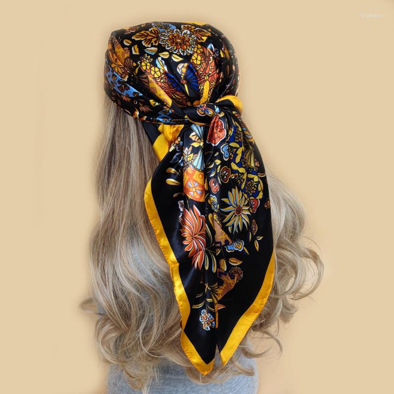 

Scarves 2023 Silk Scarf 90x90cm Luxury BrandDesigner Hair Print Head Large Handkerchief Hijab Shawl Women Bandanna Foulard Muffler Wrap